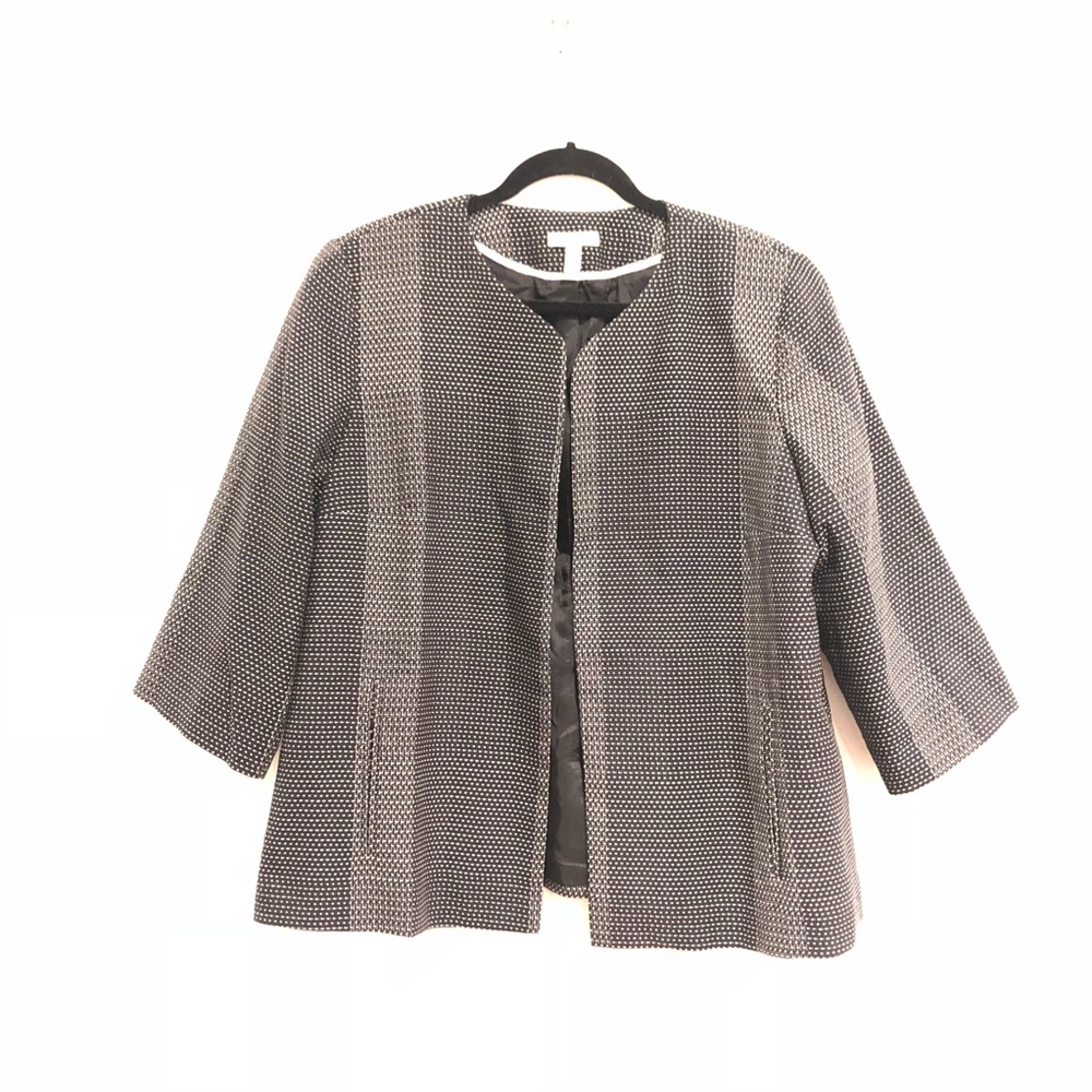 Eileen Fisher L Blazer Open Front Womens Black Ja… - image 2